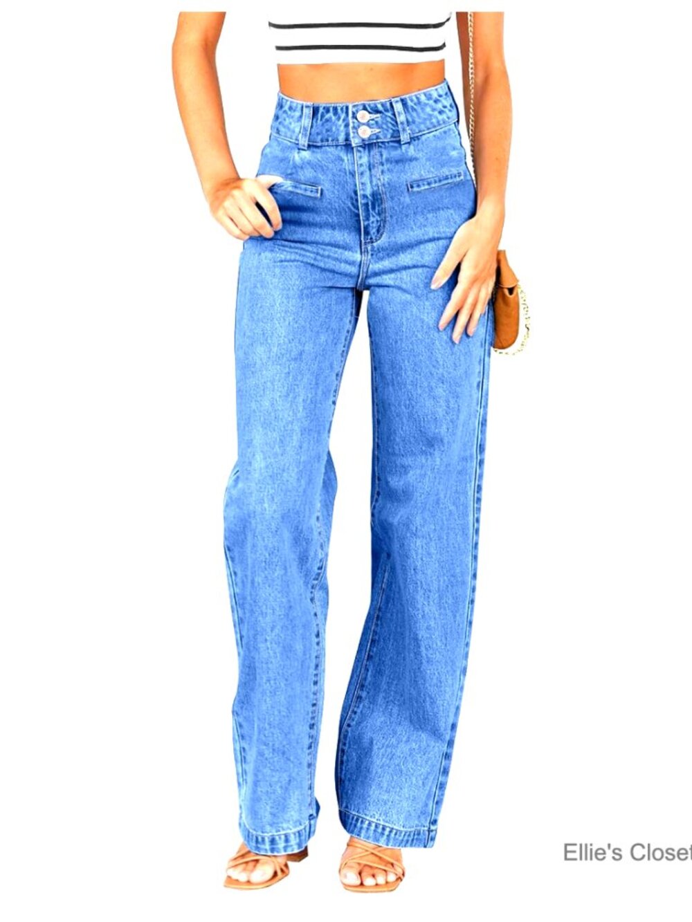 High Waisted Straight Leg Stretchy Jeans with Pockets